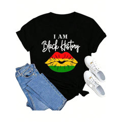 PLus Size Black History Month Afro American African Freedom I'm Black Culture T-Shirt Women's Cotton T-Shirt, Soft And Breathable Short Sleeve, Perfect For Daily Wear, Outdoor Activities, Travel, And Casual Style, Comfortable All-Day Fit!
