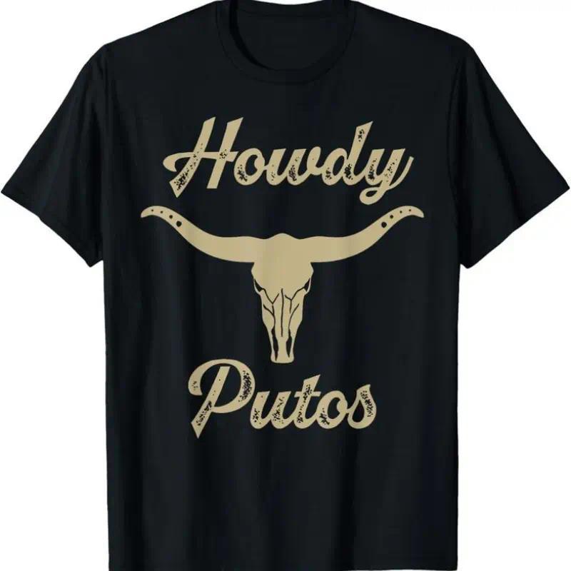 Men's Country Cowboy Western Bull Skull Graphic T-Shirt, Classic Round Neck Shortsleeve Menswear Top, Casual USA Retro Funny Adult Humor Tee for Fans