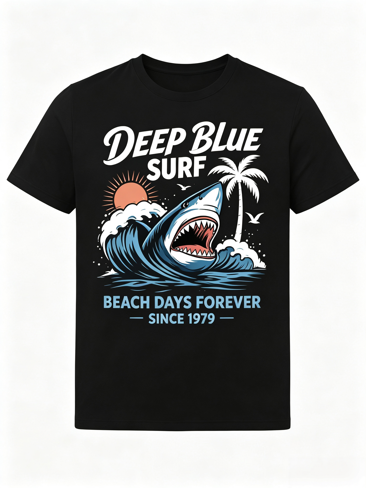 Shark Surfing Shirt Since 1979 Retro Ocean Lover Gift Top
