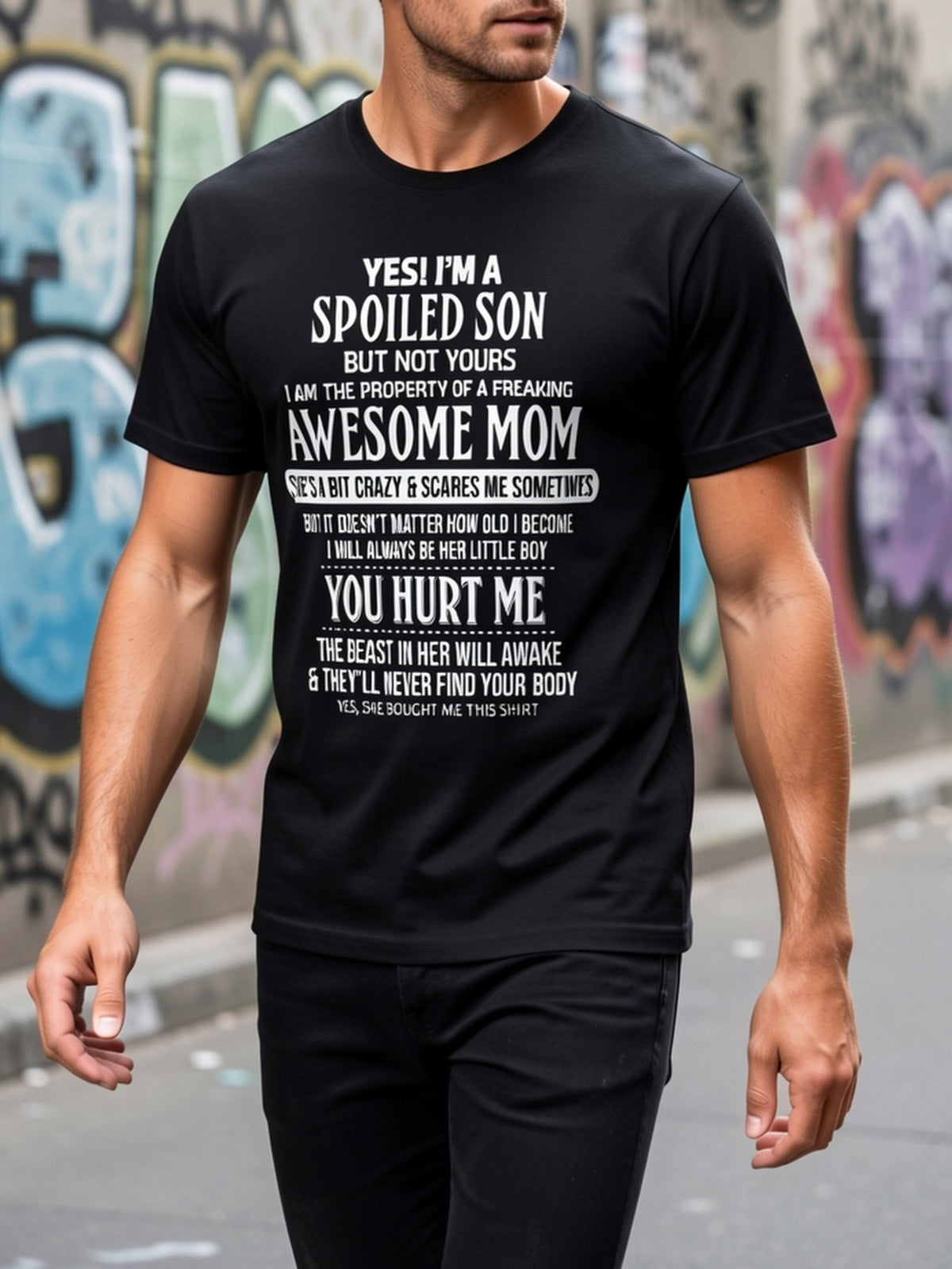 Men's Fashion Letter Print Graphic T-Shirt Round Neck Short Sleeve Men Casual Tee
