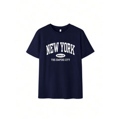 Graphic Tee, Vacation,Women's Summer Letter Print Loose Casual T-Shirt, Daily Casual Fashion Versatile.