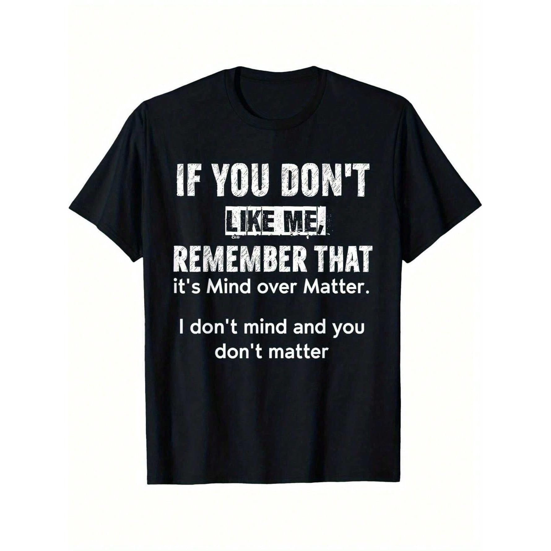 [Mind Over Matter T-Shirt] High Elasticity Cotton Men's "Mind Over Matter" Graphic T-Shirt | Loose Fit Short Sleeve Round Neck For Casual & Sports Wear, Spring/Fall Streetwear Essential, Durable Fabric, PLUS SIZE