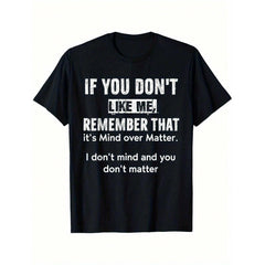[Mind Over Matter T-Shirt] High Elasticity Cotton Men's "Mind Over Matter" Graphic T-Shirt | Loose Fit Short Sleeve Round Neck For Casual & Sports Wear, Spring/Fall Streetwear Essential, Durable Fabric, PLUS SIZE