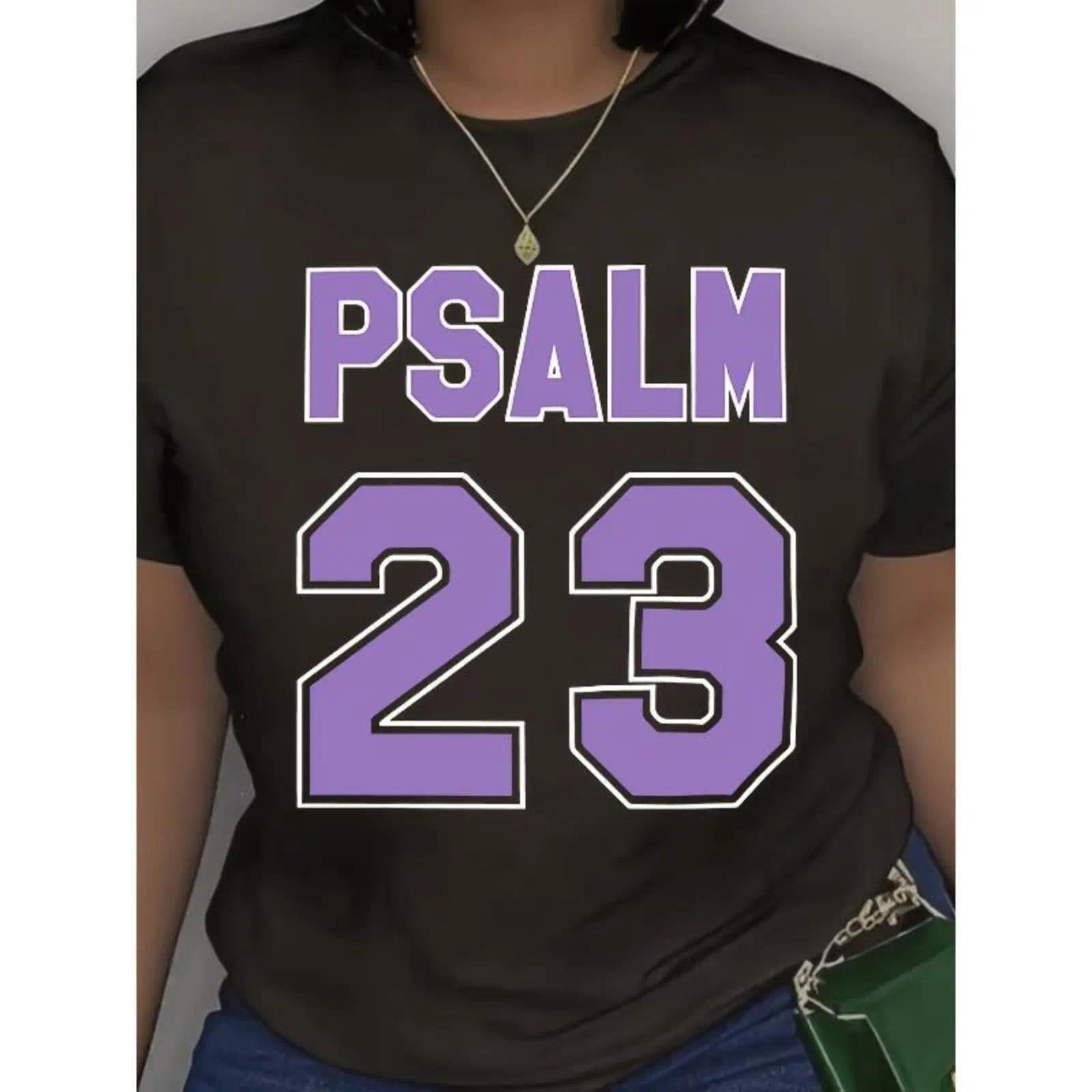 [100%Cotton] Women'S Psalm 23 Jersey Premium-Shirt- Oversized Casual Short Sleeve Round Neck Tee With Bold Green Lettering, Soft Breathable Fabric Holiday Parties& Giving Golf Gift T-Shirt For Men And Women