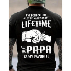 Men's Casual Short-Sleeve Tshirt - Funny PAPA Letter Print, Elastic Round Neck, Summer Loungewear Top, Father's Day Gift