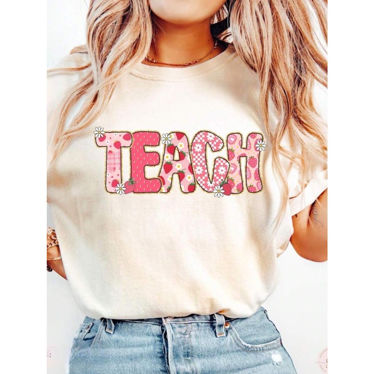 100% Cotton Floral Teach Shirt, Floral Teacher Shirt, Summer Teacher T Shirt,Spring Teacher Tee, Teacher Appreciation Gift,Back To School