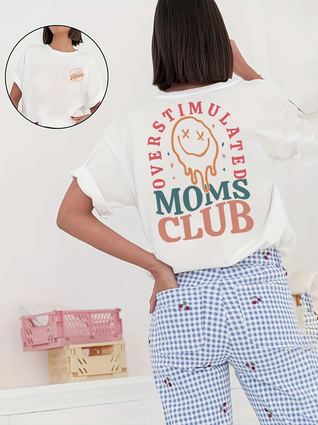 Overstimulated Moms Club T-Shirt Funny Mom Life Double Sided Graphic Tee