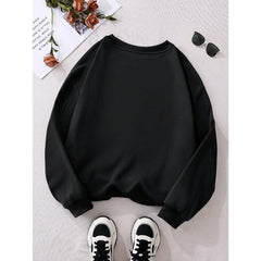 Leopard & Slogan Graphic Thermal Lined Sweatshirt, For Winter Pullover Fall Outfit Autumn