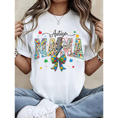 Autism Mama T Shirt With Colorful Puzzle Piece And Leopard Print Design For Motherhood And Awareness Events