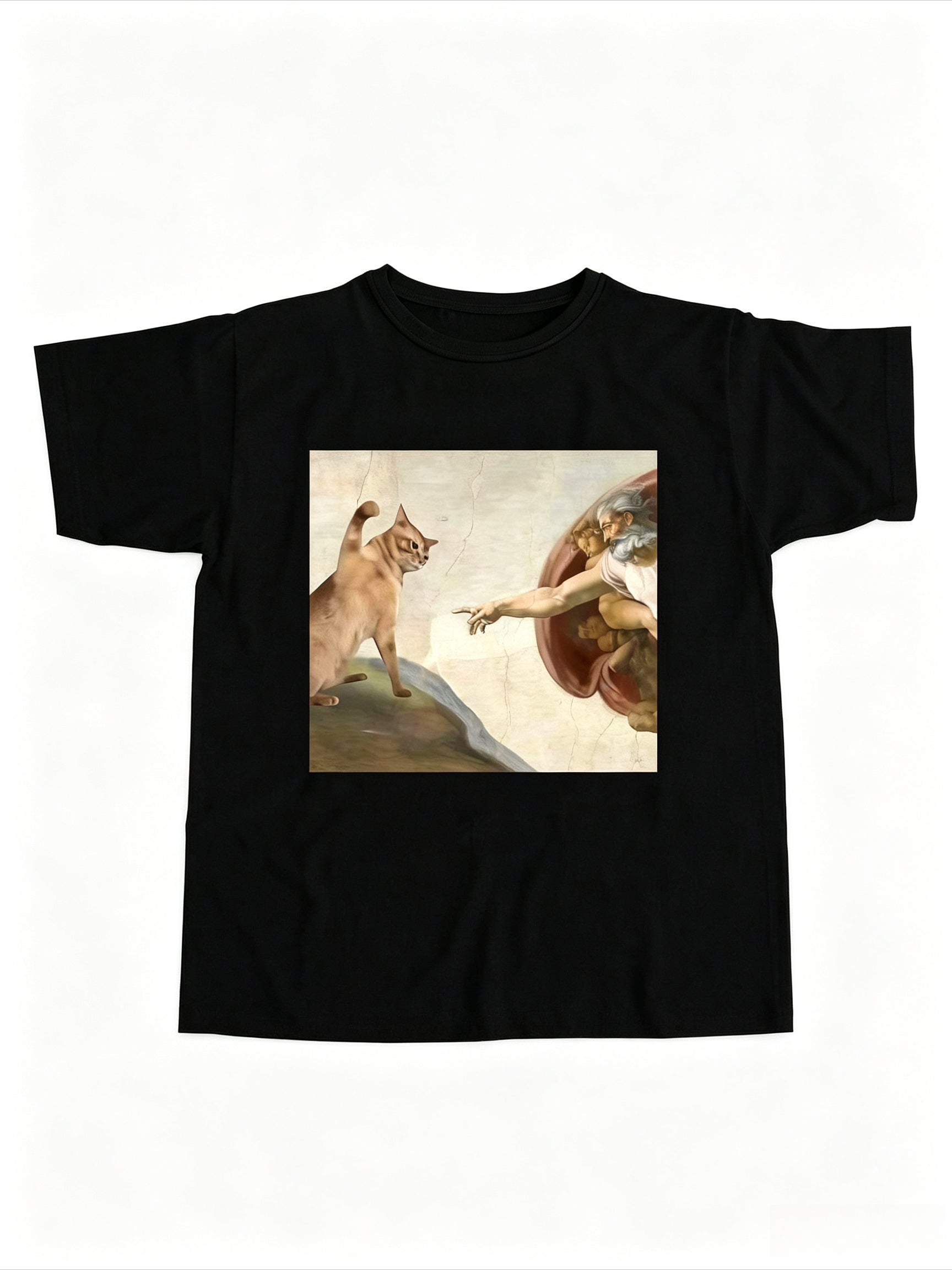 Adam Painting Graphic Crew Neck Tee INAWLY Weekend Outing Short Sleeve Top