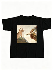 Adam Painting Graphic Crew Neck Tee INAWLY Weekend Outing Short Sleeve Top