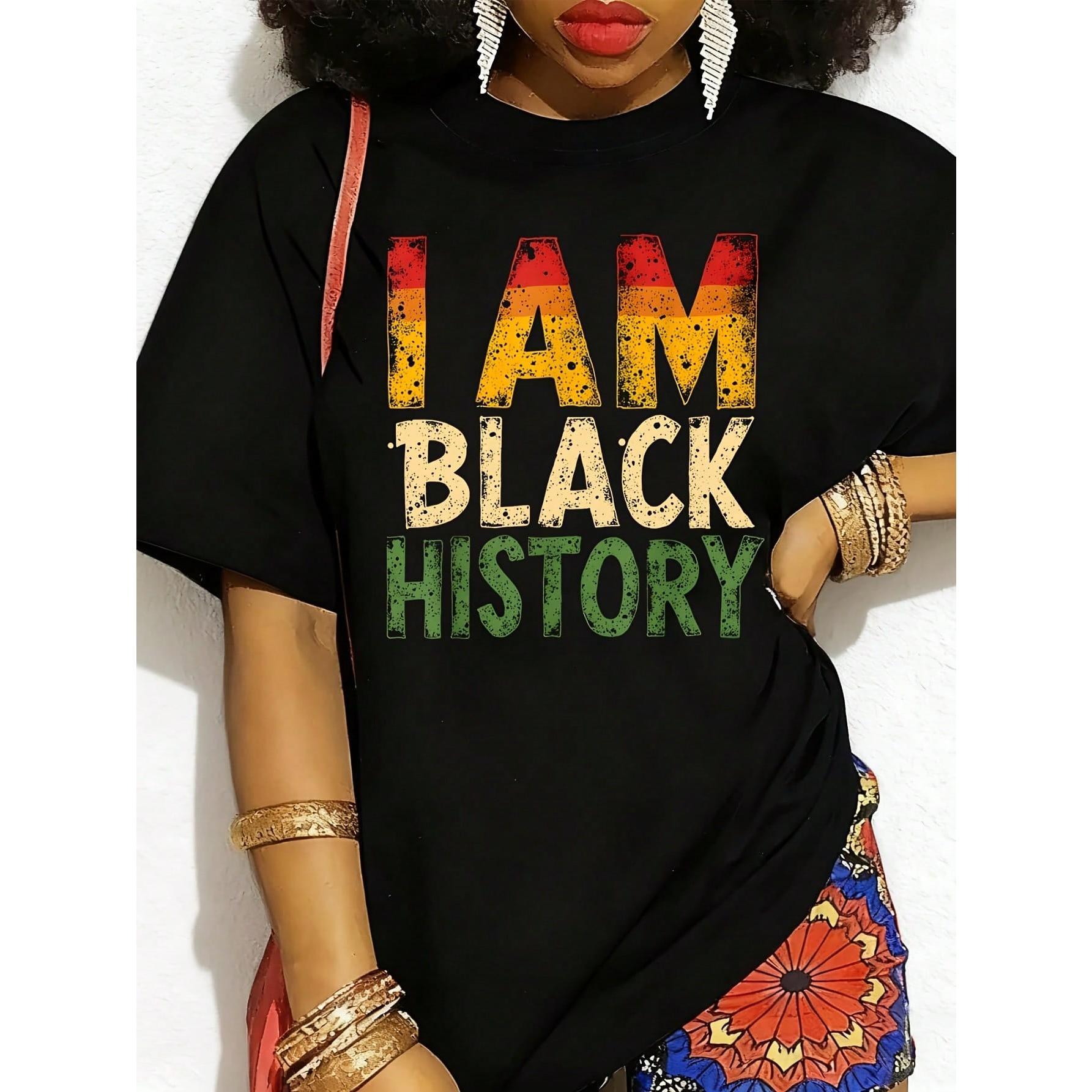 Lovely And Respectful I Am Black History African American  Gift Women's Plus Size T-Shirt 100% Polyester Shirt Casual 220g Funny Oversized Graphic Short Sleeve 1 Pcs Tee Novelty Crew Neck Top