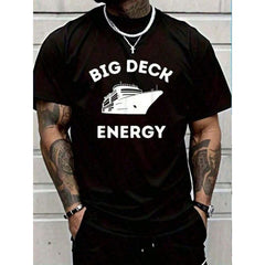 Funny Cruise Ship Shirt Men - Big Deck Energy-Shirt Graphic Tees Summer Clothes Men Shirts Street Wear Vintage Shirts Graphic Tees Men Camisas Para Hombre Funny Shirts
