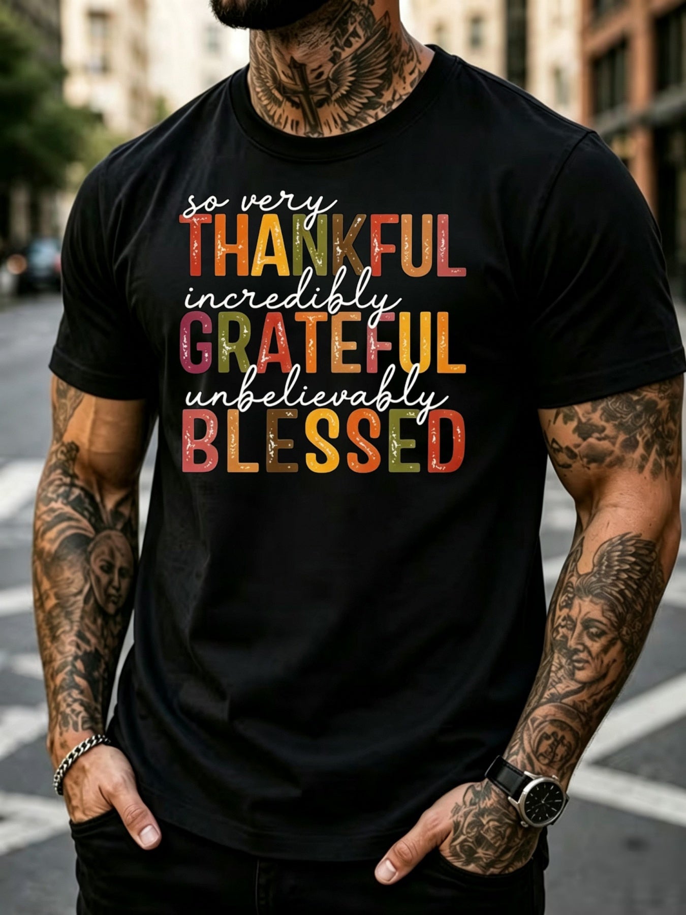 So Very Thankful T-Shirt Fall Thanksgiving Gratitude Quote Short Sleeve Suitable for Base Gifts Harvest Apparel Casual Round Neck Top for Church Events Warm Autumn Wear Machine Washable