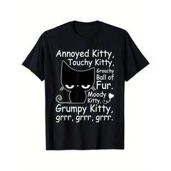 Summer t Shirts Angry Cat Kitten Lover Funny Attitude Fur Pet Owner T-Shirt