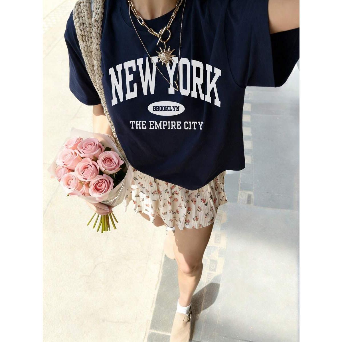 Graphic Tee, Vacation,Women's Summer Letter Print Loose Casual T-Shirt, Daily Casual Fashion Versatile.