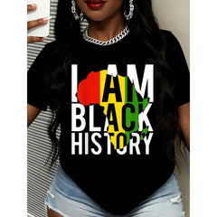 Black T Shirt I Am Black History Africa Map With  Colors Design For Everyday Wear And Cultural Celebration