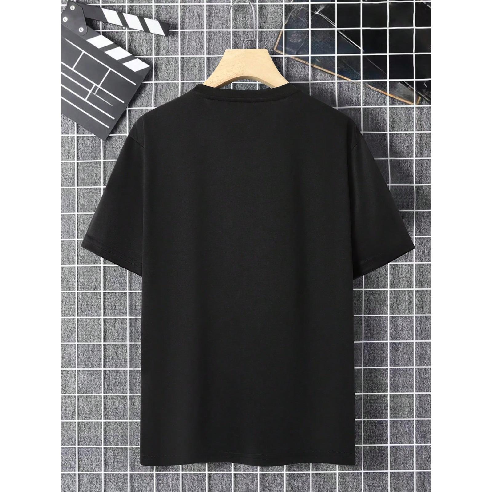 Men Summer Letter Printed Round Neck Short Sleeve Casual T-Shirt