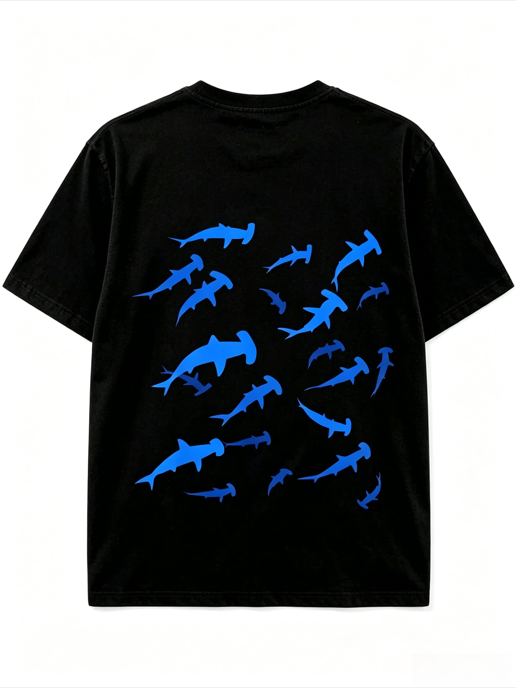 Hammerhead Shark Graphic Crew Neck Tee Ocean Sea Cotton Short Sleeve Top
