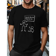 Men's Viral Social Media Minimal Art Funny Graphic T-Shirt Men's Casual TikTok Trend Simple Cartoon Humor T-Shirt