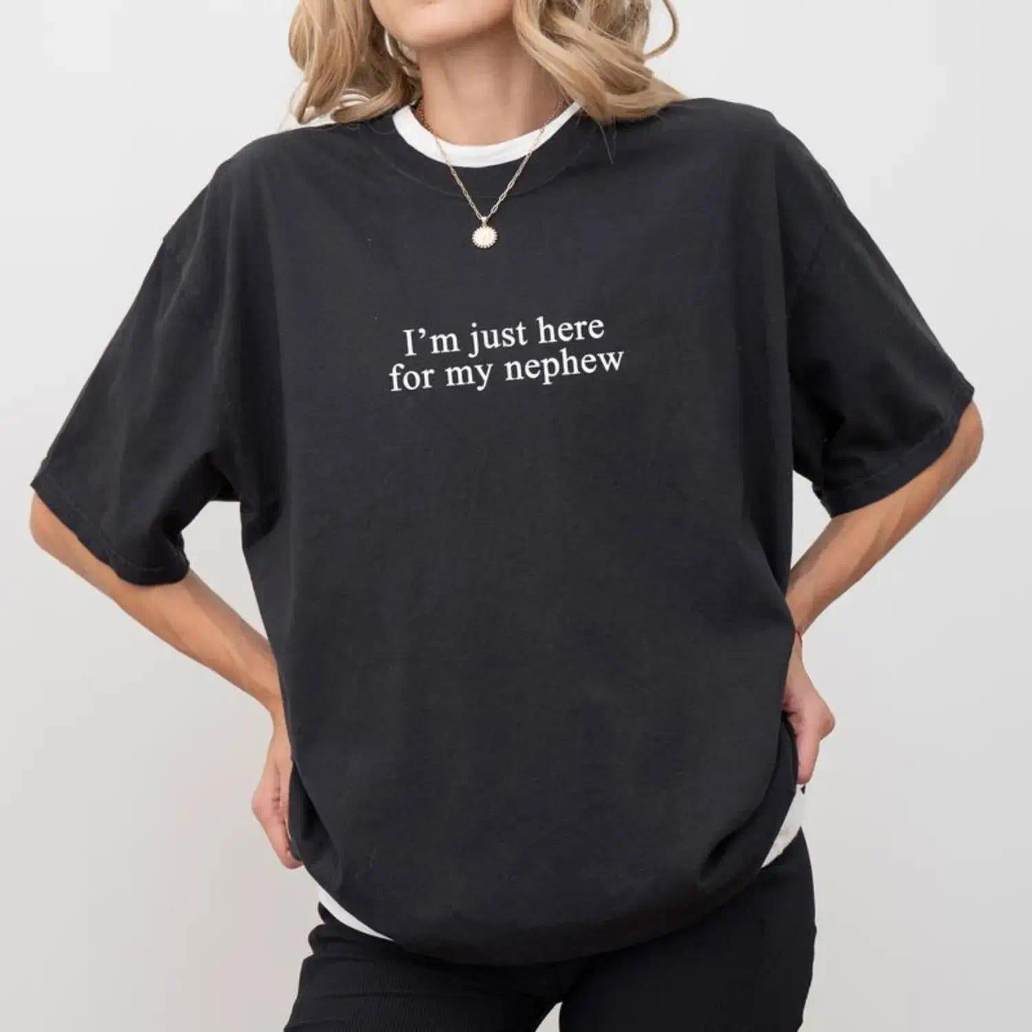 Just Here For My Nephew Shirt New Future Aunt T Shirt Cute Auntie Graphic Tee