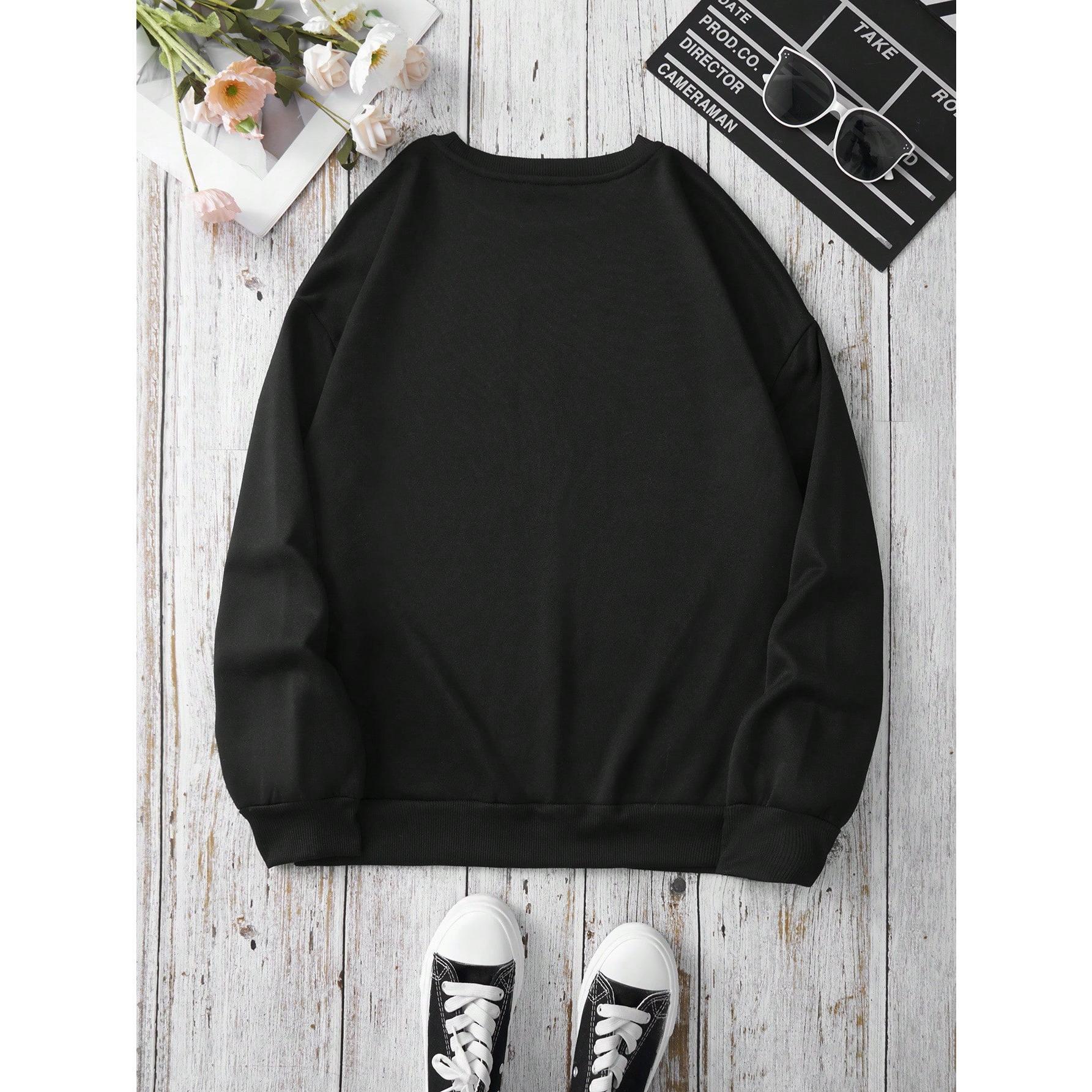 Women's Cow Head Printed Round Neck Sweatshirt Pullover Fall Outfit