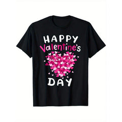 Happy Valentine's Day Heart Fun VDay Men's Women's Boys' Girls' T-Shirt, Suitable For All Men And Women, Four Seasons Outdoor Short Sleeve T-Shirt, Ready To Wear