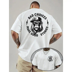 Bad Choices Make Good Stories Chimpanzee Print Men's T-shirt, Menswear