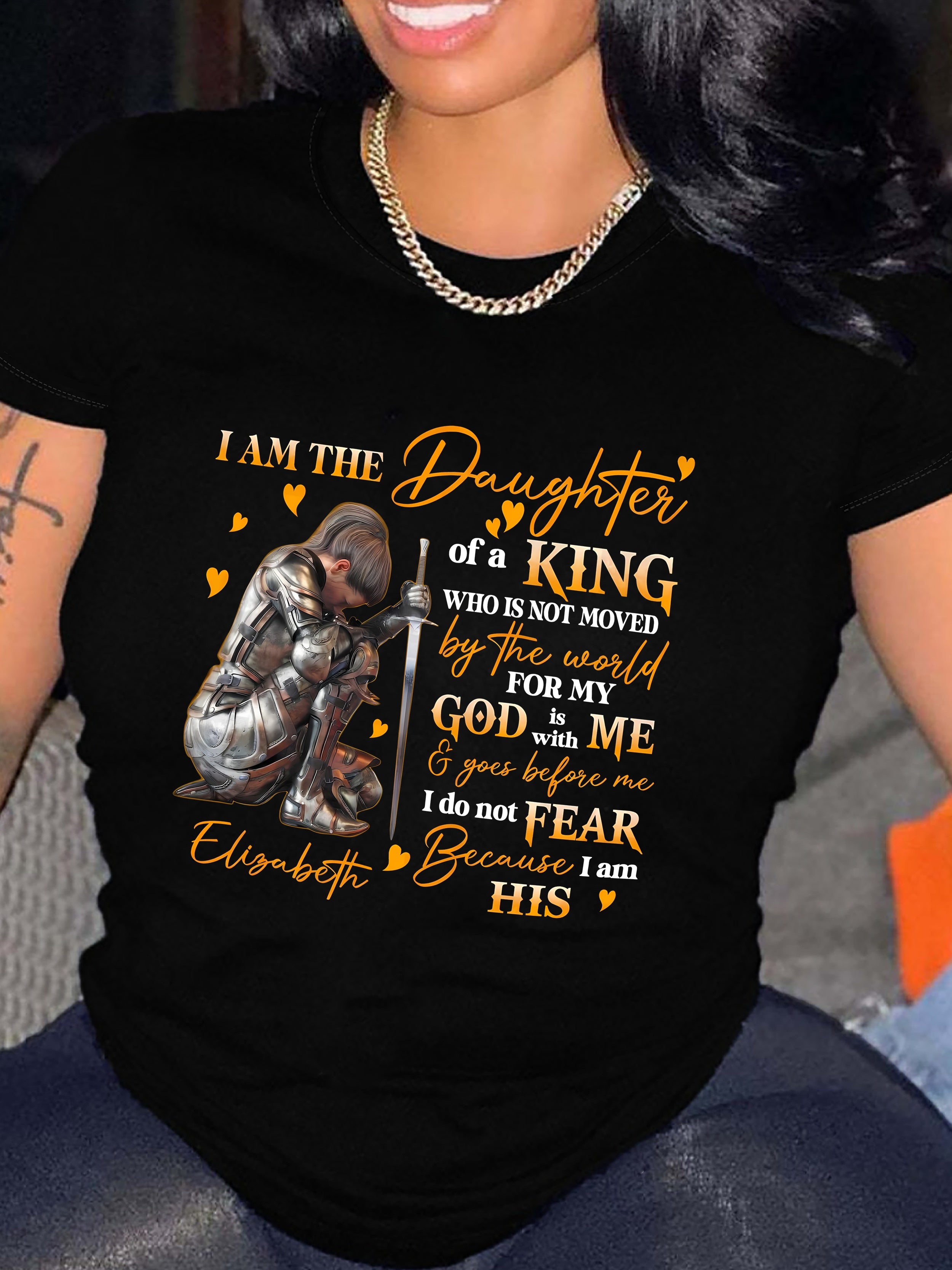 'I Am The Daughter of God' Letter Print Graphic T shirt Short-Sleeved Casual Round Neck Top, Women'S Clothing，Perfect for All-season Wear