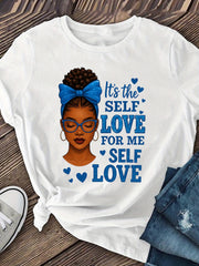 It's The Self Love For Me T-Shirt, Black Woman Blue Bow Graphic Tee