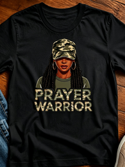 Prayer Warrior Camouflage Graphic T‑Shirt Women Faith Inspirational Casual Short Sleeve Tee