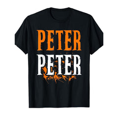 A Captivating Halloween T-Shirt Featuring Peter Pumpkin, Designed for Food Enthusiasts, Showcasing Trendy Designs Ideal for Relaxed Outings And Cozy Wear During The Summer, Spring, And Fall