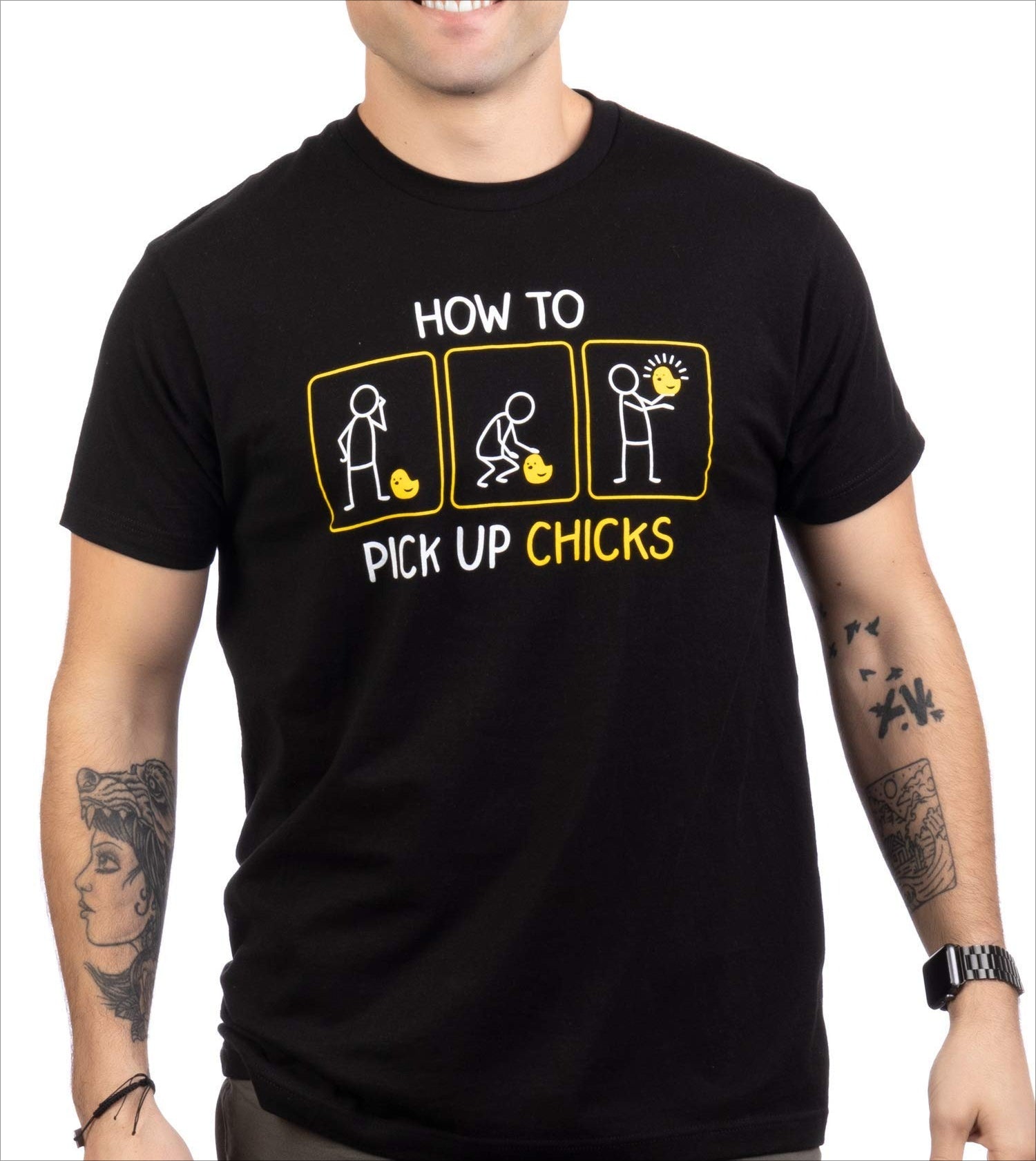 How to Pick up Chicks Funny Tee For Men Summer Crew Neck Men Graphic Tees Round Neck Short Sleeve Tops