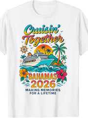 Bahamas Cruise Souvenir T-Shirt - Vintage Bahamian Map & Cruise Ship Print