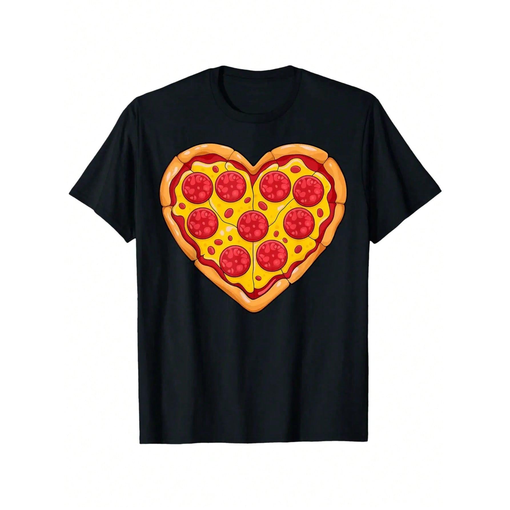 Heart Shaped Pizza Happy Valentine's Day Pizza Lover Couples T Shirt Single item