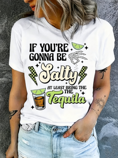 Funny Sarcastic Graphic Crew Neck T‑Shirt,Skeleton Hand Print Short Sleeve Casual Tee for Women，Women Clothing