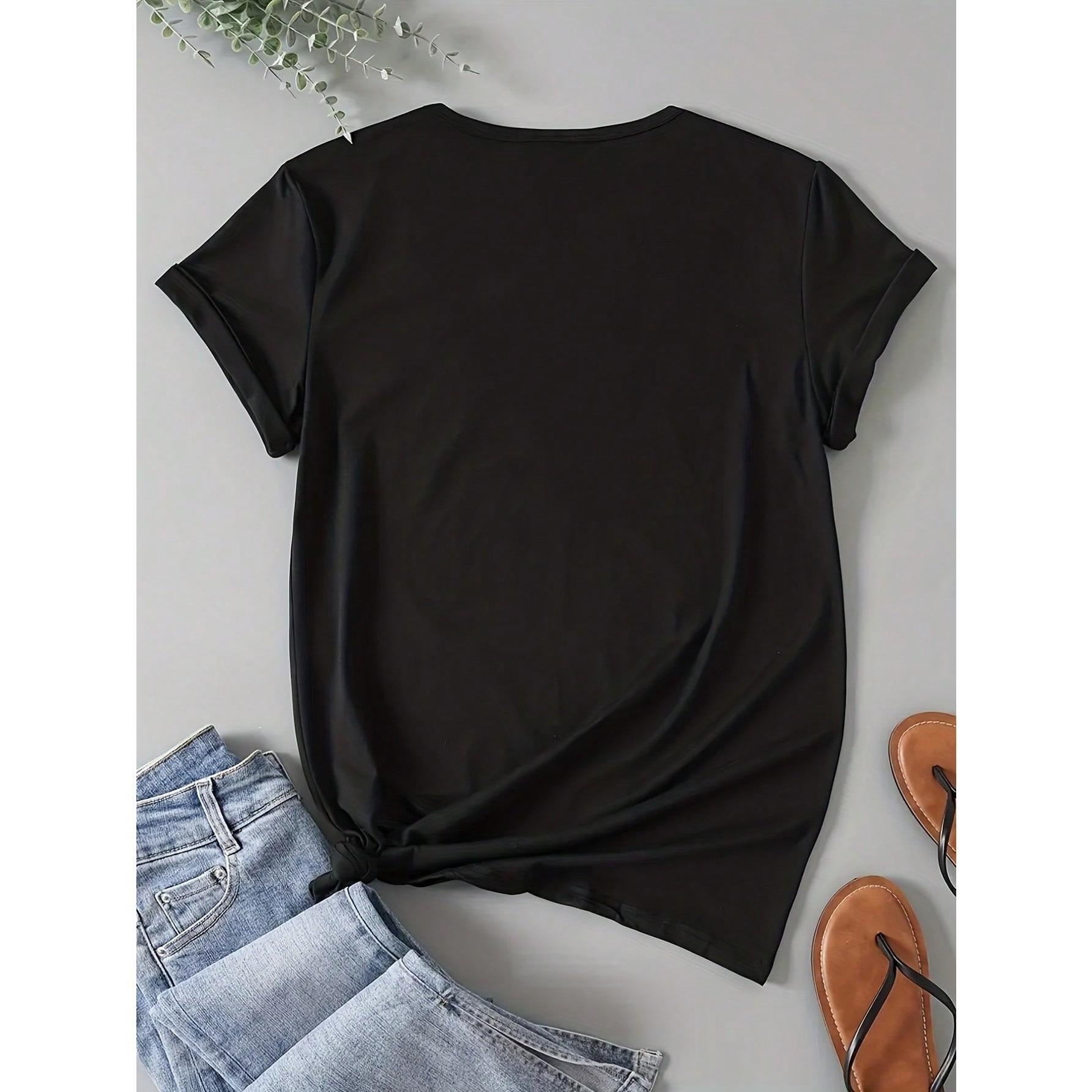 Colorful "BLACK" Letter Print Plus Size T-Shirt Oversized Graphic Short Sleeve 1 Pcs Tee Novelty 100% Polyester Shirt Casual Crew Neck Top 220g