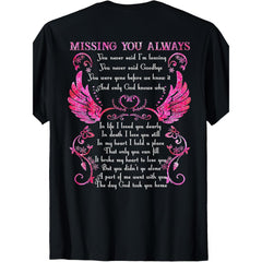 Women'S Plus Size "Eternal Longing" Theme T-Shirt- Shiny Angel Wings And Touching Tribute Text Emotional Black T-Shirt, Perfect Gift For Commemorating And Honoring Loved Ones