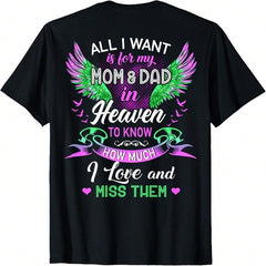 Mom And Dad My Angels In Heaven I Love And Miss Them T-Shirt Women's Plus Size Graphic Tee