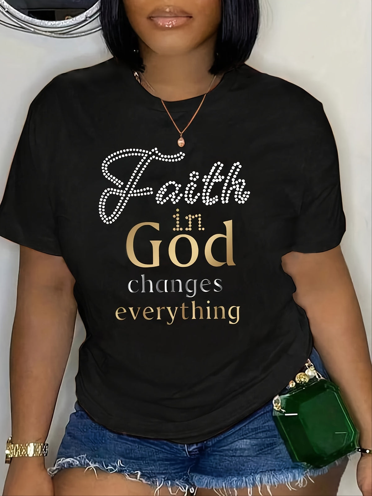 Christian Women T-Shirt Faith In God Church Worship Top