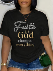 Christian Women T-Shirt Faith In God Church Worship Top