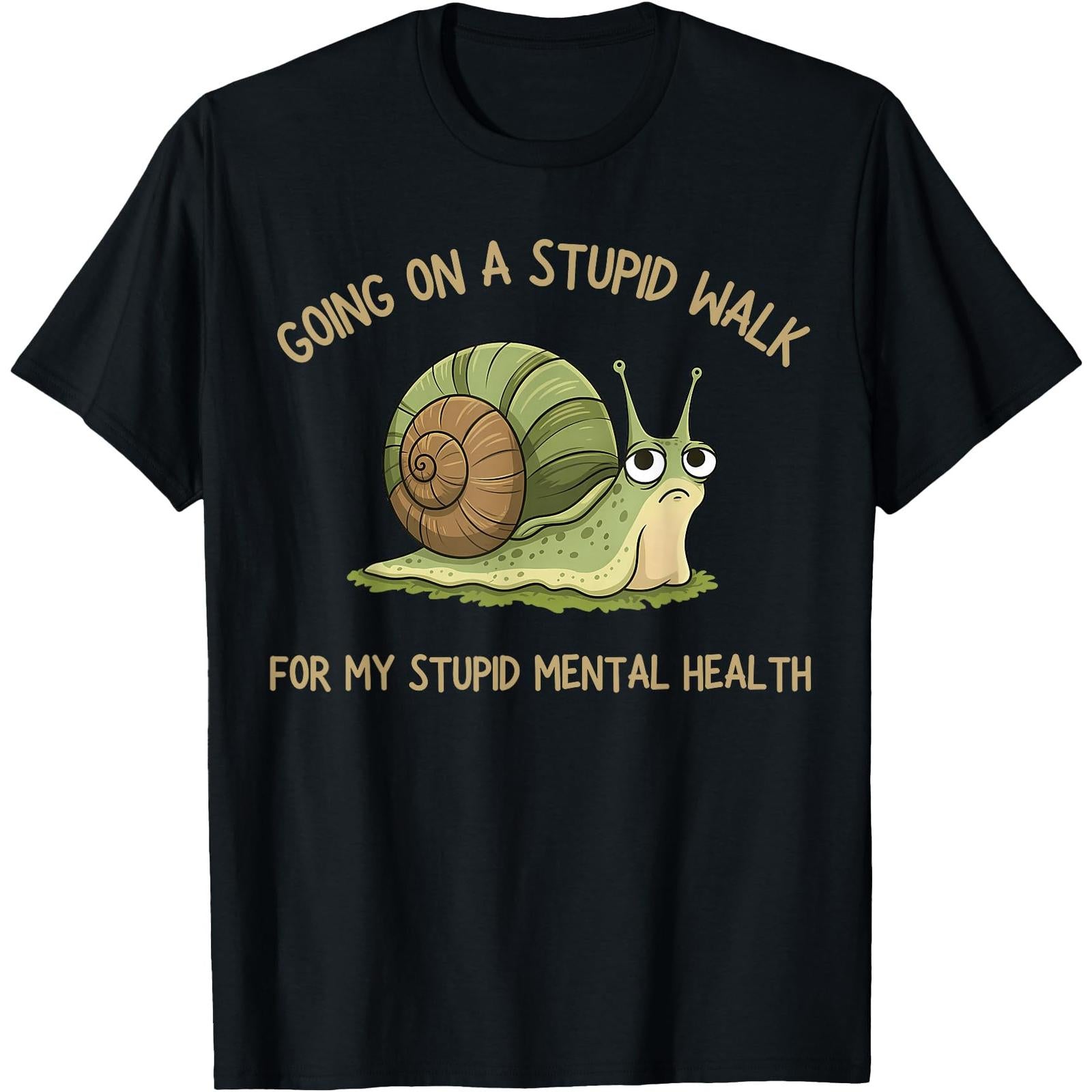Women's Short-Sleeve Cotton T-Shirt - Non-Irritating, Elegant Mental Health Walk-Themed Casual Top with Stylish Design