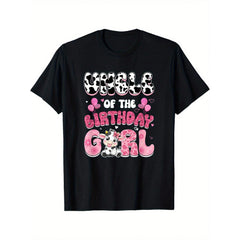Break The System Women's Plus Size Comfortable Fashion T-Shirt, With Cute Cow And Birthday Prints, Casual Short-Sleeved Round Neck Top