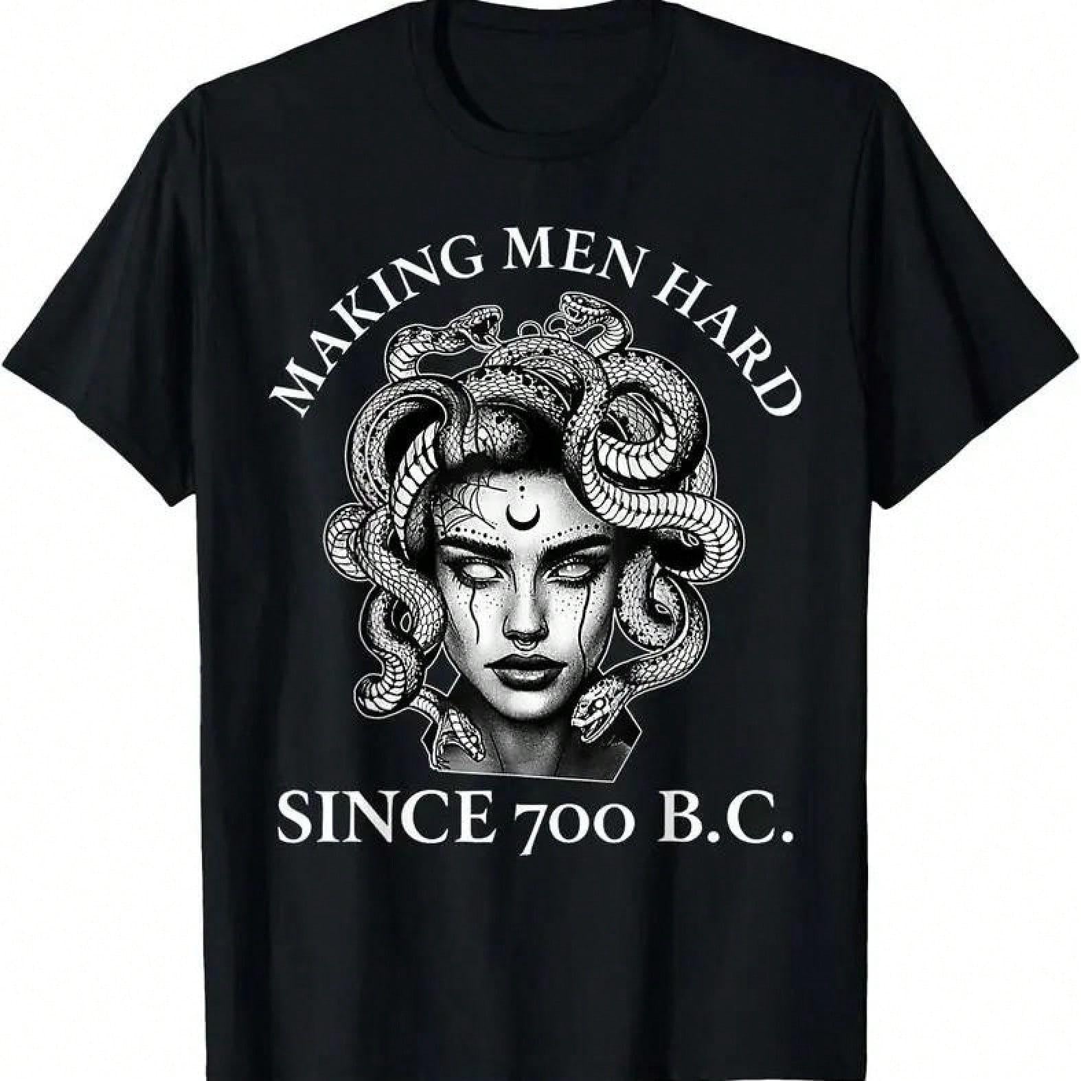 Men's Cotton Wicking Stretch Fabric Short-Sleeve Round Neck Novelty Graphic T-Shirt - "Making Men Hard Since 700 B.C." Funny Casual Streetwear Undershirt