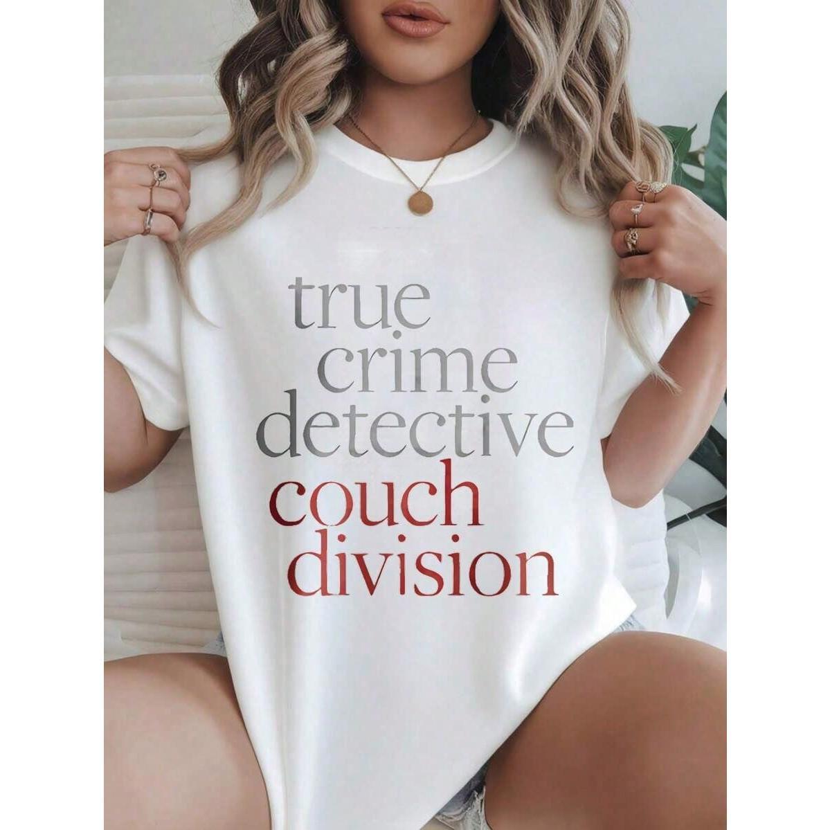 “True Crime Detective” Women‘s Graphic T-Shirt | Casual Print Tee | 100% Cotton Round Neck Short Sleeve | Black