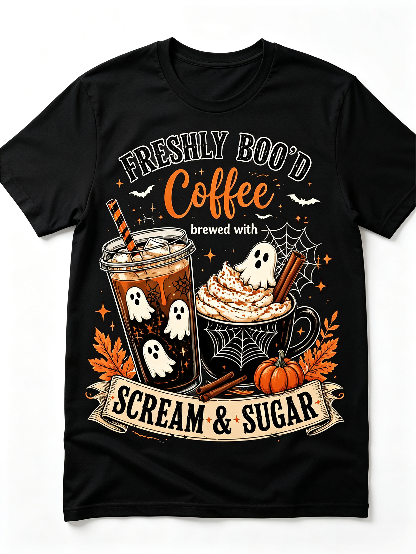 Freshly Boo'd Coffee Shirt, Ghost Pumpkin Spice Graphic Tee