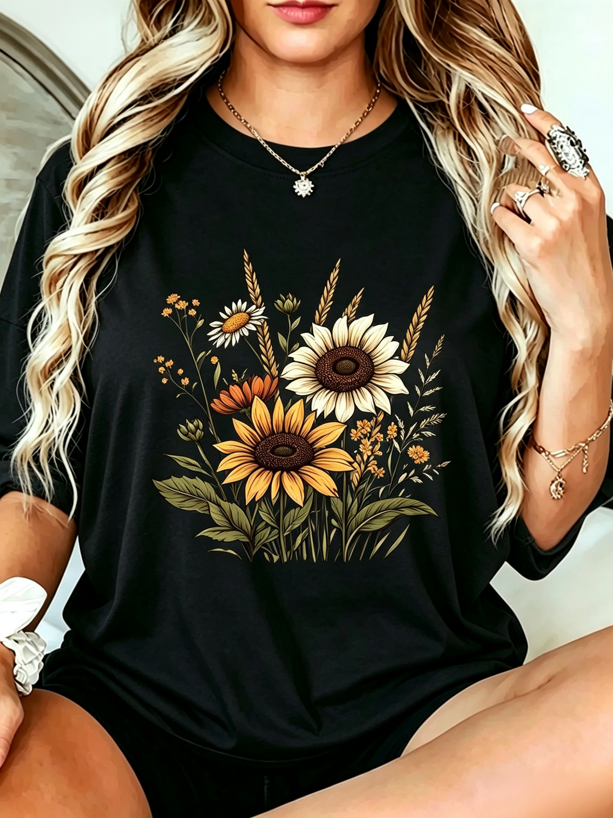 Women's Round Neck Short Sleeve Casual Vintage Ditsy Floral T-Shirt Vacation Summer