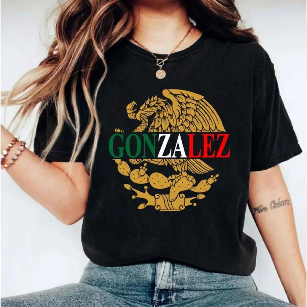 Mexican Eagle Pride Gonzalez Print T-Shirt - National Symbol Graphic Tees - Latino Heritage Gift - Cotton Soft Fabric - Cultural Celebration Apparel casual outfits