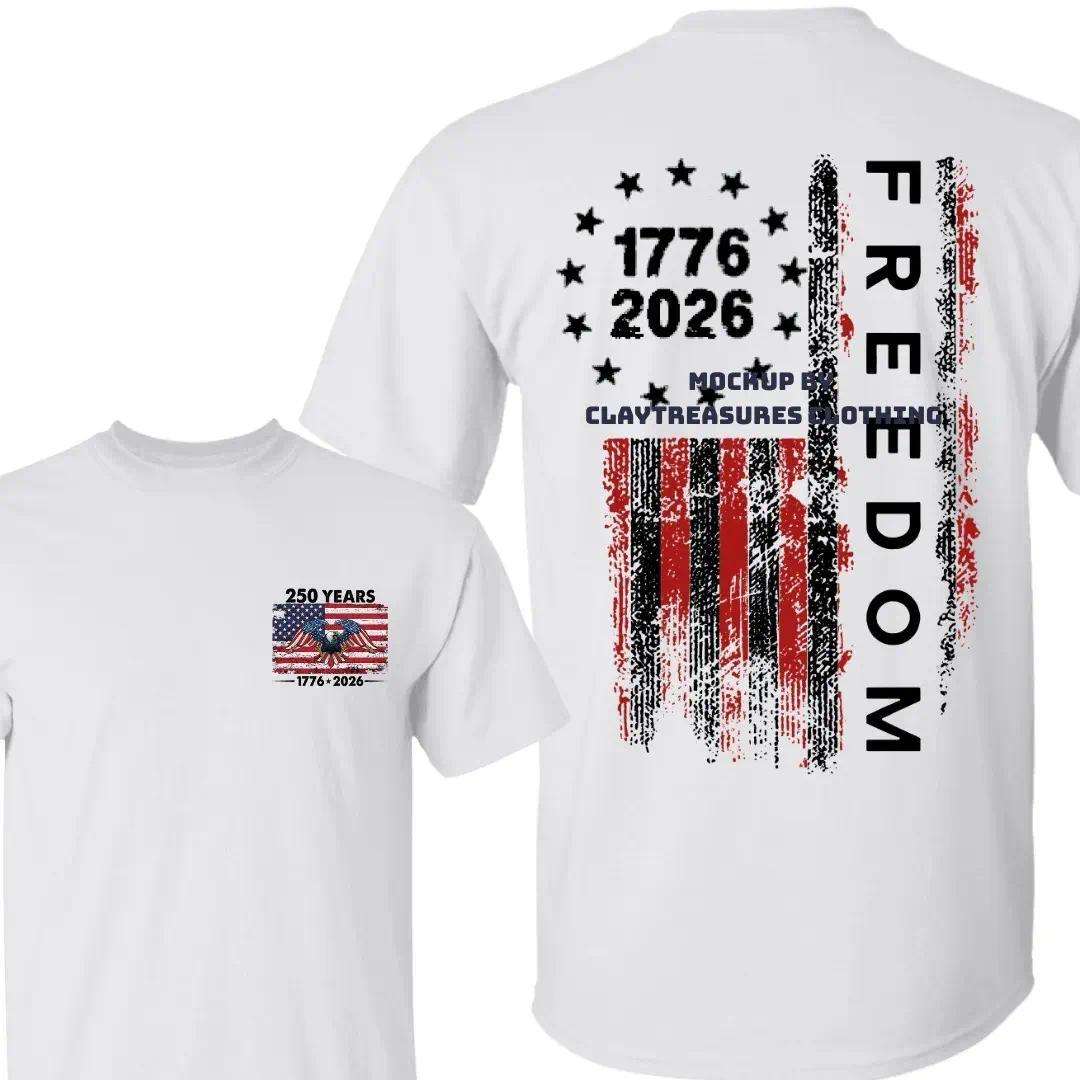 250 Years America Anniversary 250th Independence Day Freedom T-Shirt, Semiquincentennial Celebration 1776-2026 Shirt, Patriotic American Flag Gifts Casual Daily Wear Tee For Men & Women, Apparel Made In The USA Menswear Top