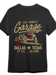 Casual Mens T shirt Funny Graphic Print Short Sleeve Tee Hot Rod Car & 'GO BIG OR GO HOME’ T Shirt